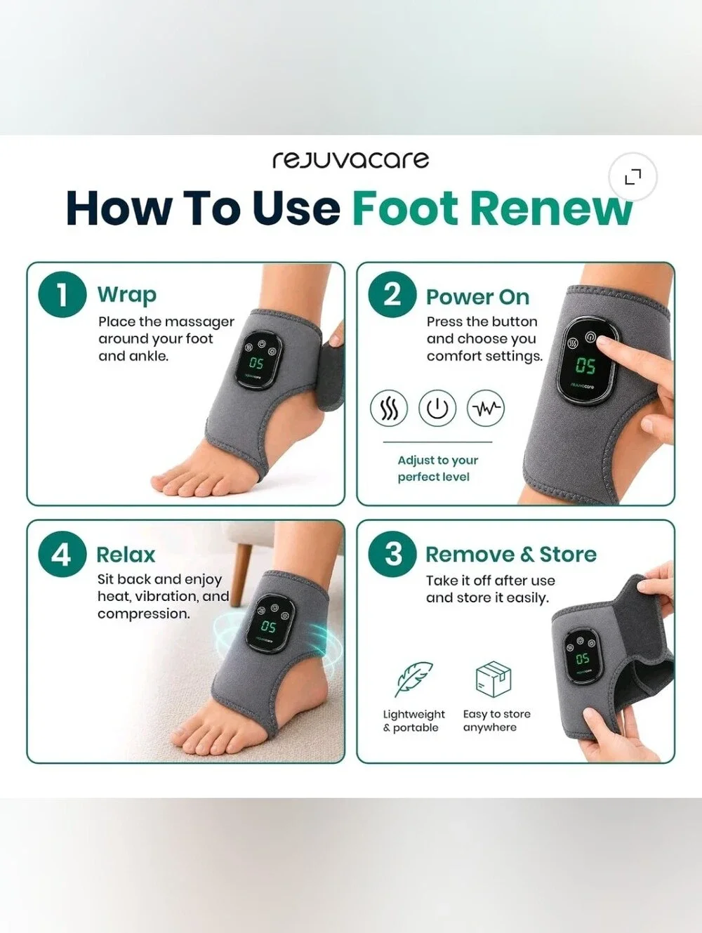 Rejuvacare Foot Renew Triple Method Massager,Footrenew Massager 2 Pack